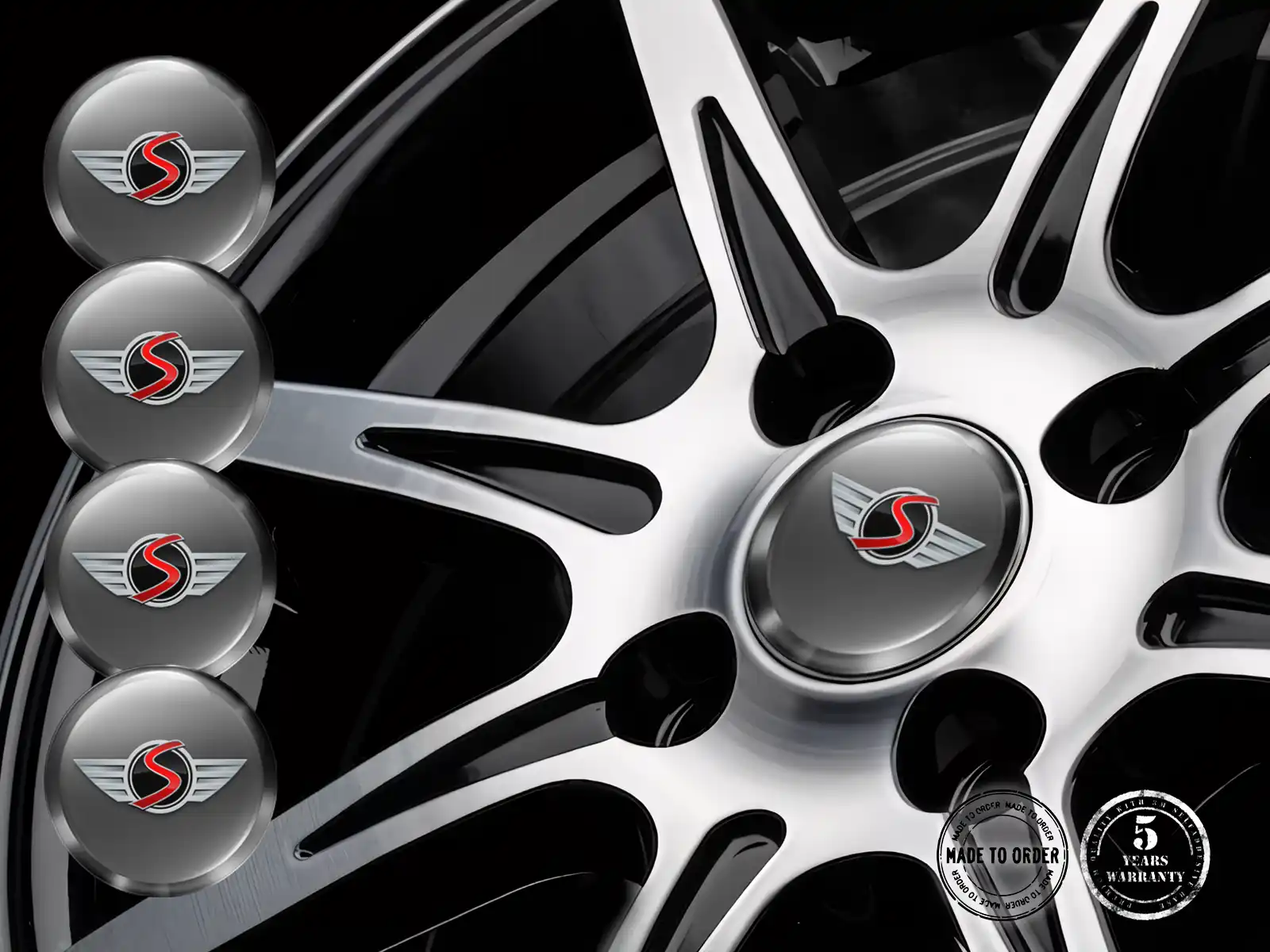 Mini Cooper Insignias de Rueda Estilo Pegatinas de Epoxi Premium